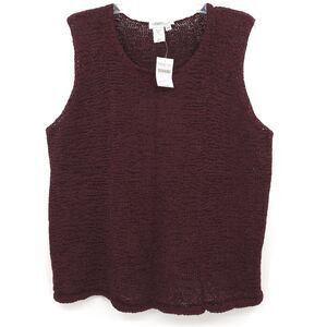 NWT Coldwater Creek sleeveless sweater womens Size 2X maroon tape yarn knit
